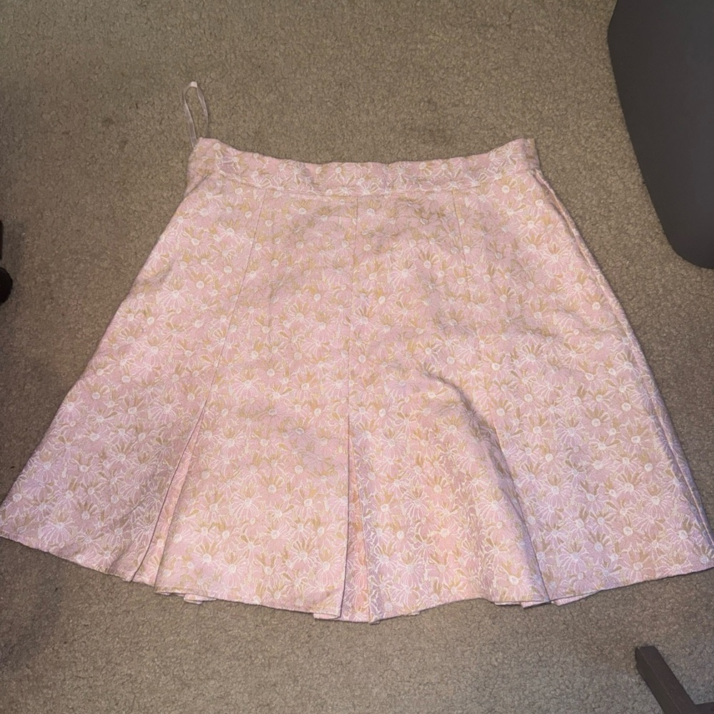 Jacquard style summer mini skirt boho flared pleated occasion, cocktail US 8